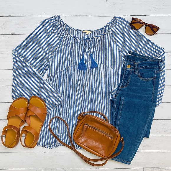 Old Navy | Blue and White Striped Blouse - Picture 11 of 11